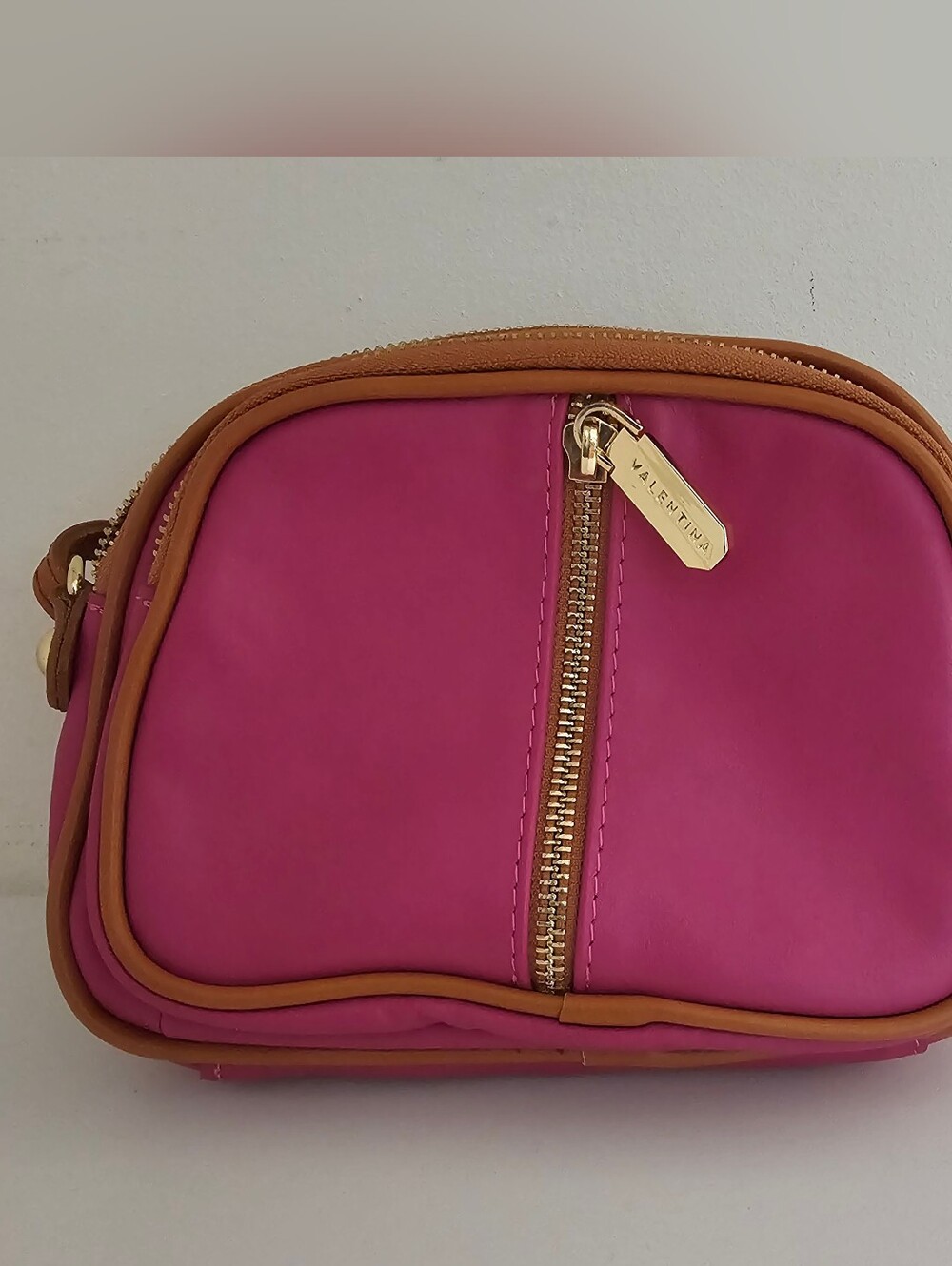 Valentina Fuchsia and Tan Crossbody with Gold Accent